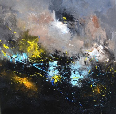 Painting titled "Swans' lake" by Pol Ledent, Original Artwork, Oil Mounted on Wood Stretcher frame