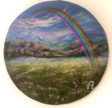 "Rainbow Bridge". Schilderij getiteld ""Rainbow Bridge"." door Madina Tairova, Origineel Kunstwerk, Olie Gemonteerd op Frame voor houten branc…
