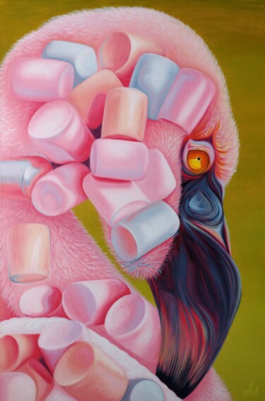 绘画 标题为“Marshmallow flame” 由Anna Shabalova, 原创艺术品, 油 安装在木质担架架上