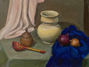 Beige Still Life Painting titled "Beige Still Life" by Sasha Solomon, Original Artwork, Oil