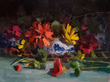 Peinture intitulée "Fleurs et Vases" par Pascal Giroud, Œuvre d'art originale, Huile