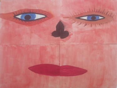 4 piece face 绘画 标题为“4 piece face” 由Yeshaya Dank, 原创艺术品, 水彩