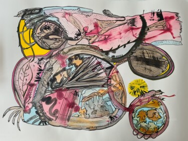 Drawing titled "Cosmogonie" by Elise Vincent, Original Artwork, Ink