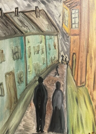 Peinture intitulée "Sur une rue" par Olivier De Pooter, Œuvre d'art originale, Huile
