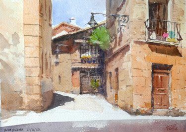 Pintura titulada "Pamplona 02" por Vincent Monluc, Obra de arte original, Acuarela