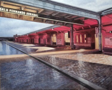 Schilderij getiteld "Matadero" door Samuel Díaz, Origineel Kunstwerk, Olie Gemonteerd op Frame voor houten brancard