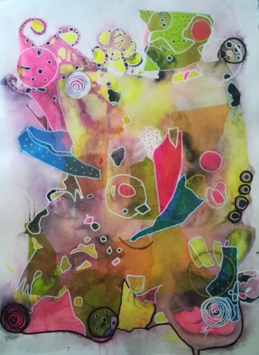 Peinture intitulée "Naif" par Any, Œuvre d'art originale, Collages