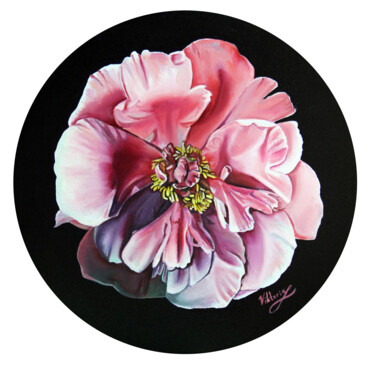 Chinese peony Painting titled "Chinese peony" by Viktoryia Lautsevich, Original Artwork, Oil Mounted on Other rigid panel