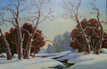 Painting titled "Зима" by Julia Bronski, Original Artwork, Oil