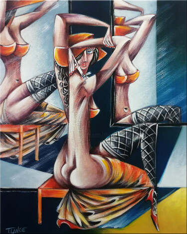 Woman Chillout #M192 绘画 标题为“Woman Chillout #M192” 由Thomas Lange, 原创艺术品, 油 安装在木质担架架上