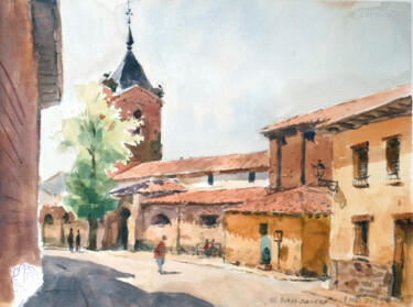 Peinture intitulée "L'eglise de El Burg…" par Vincent Monluc, Œuvre d'art originale, Aquarelle