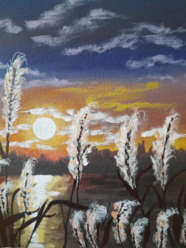 Riverscape Painting 제목이 "Riverscape Painting"인 미술작품 Maryna Yasar로, 원작, 아크릴
