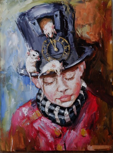 Schilderij getiteld "Time" door Igor Navrotski, Origineel Kunstwerk, Olie