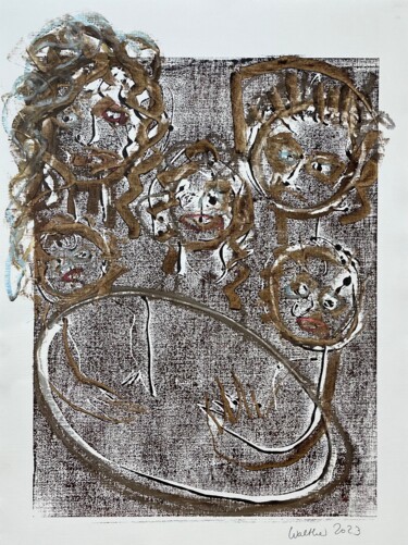 Family Of Five At Dinner Table (II) 印花与版画 标题为“Family Of Five At D…” 由Susanne Caecilie Walther, 原创艺术品, 蒙纳