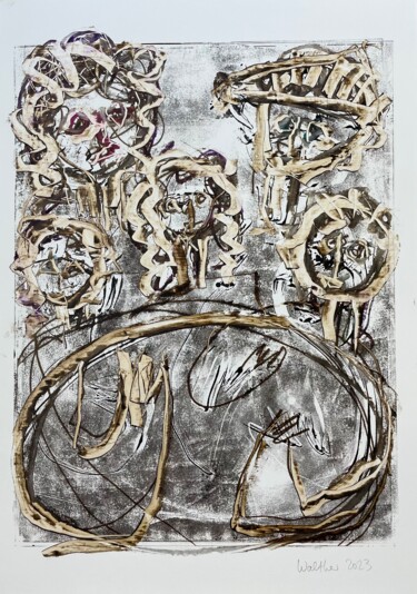 Family Of Five At Dinner Table (III) 印花与版画 标题为“Family Of Five At D…” 由Susanne Caecilie Walther, 原创艺术品, 蒙纳