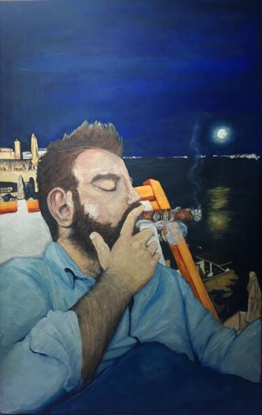 Pittura intitolato "Ὕπνος τέρας" da Vincent Volaju, Opera d'arte originale, Acrilico