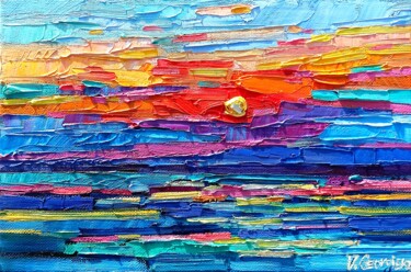 Sea in the night 绘画 标题为“Sea in the night” 由Vanya Georgieva, 原创艺术品, 油 安装在木质担架架上