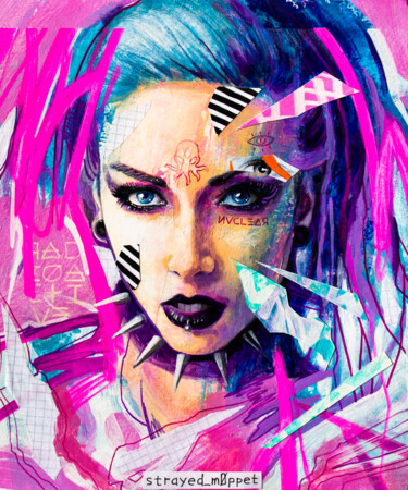 Рисунок под названием "Elena Scissorhands" - Mark Kucherov, Подлинное произведение искусства, Цветные карандаши