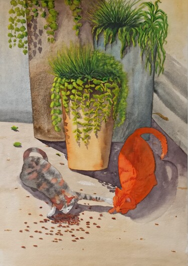 「Urban adventures of…」というタイトルの絵画 Natalia Buhaienkoによって, オリジナルのアートワーク, 水彩画