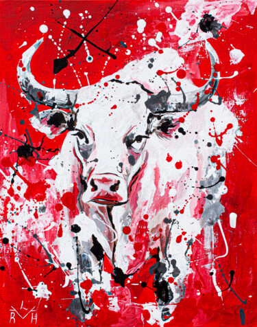 绘画 标题为“White Bull” 由Lady Redhorns, 原创艺术品, 丙烯