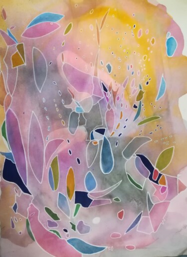 Peinture intitulée "Floral" par Any, Œuvre d'art originale, Aquarelle