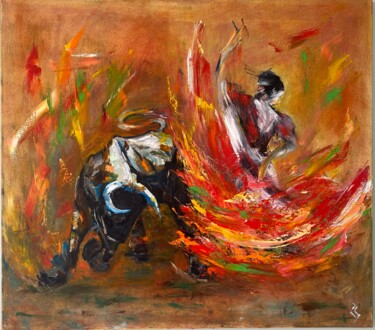 绘画 标题为“woman dancer and bu…” 由Serhii Zarichniuk, 原创艺术品, 油