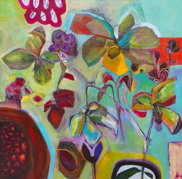 Painting titled "Emerald Dreams" by Marilena Zahiu, Original Artwork, Acrylic Mounted on Wood Stretcher frame