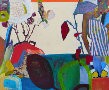 Painting titled "Whispering Chaos" by Marilena Zahiu, Original Artwork, Acrylic Mounted on Wood Stretcher frame