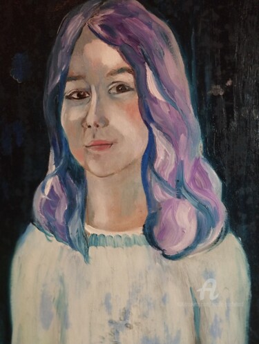 제목이 "Pauline, enfant"인 미술작품 Nicole Bachelard로, 원작, 기름 나무 들것 프레임에 장착됨