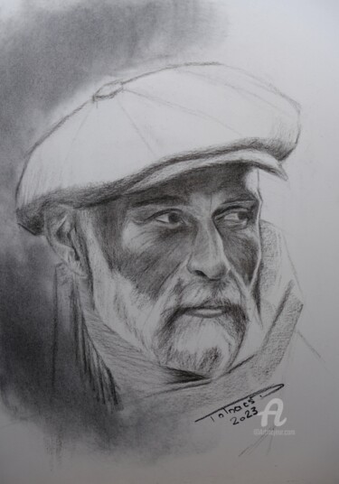 Drawing titled "Alone" by Danut Lucian Tolnacs, Original Artwork, Charcoal