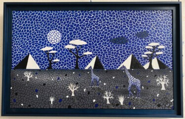 Peinture intitulée "Mozahik Girafes ( B…" par Frank Guillard, Œuvre d'art originale, Huile