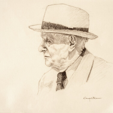 Isaac Bashevis Singer Drawing titled "Isaac Bashevis Sing…" by Eduardo Carpintero García, Original Artwork, Graphite