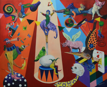 Pittura intitolato "The circus" da Orestes Barrios Maranon, Opera d'arte originale, Acrilico