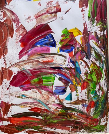 Painting titled "Bouquet en couleur…" by Regine Blot, Original Artwork, Acrylic Mounted on Wood Panel