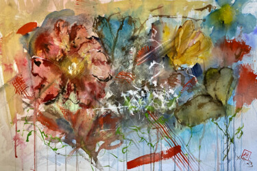 Pittura intitolato "Il silenzio dei fio…" da Yūrei, Opera d'arte originale, Acquarello