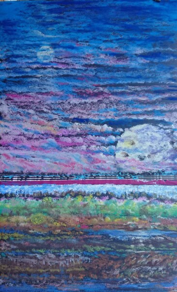 Dessin intitulée "Train de nuit IV" par Jean-Louis Maurer, Œuvre d'art originale, Pastel