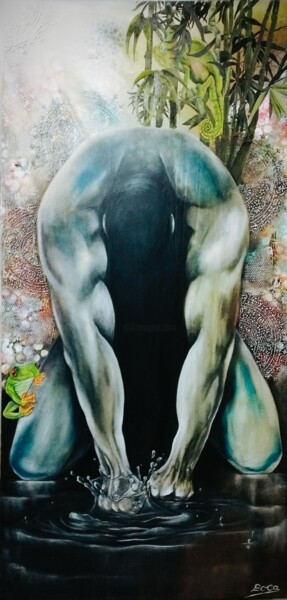 绘画 标题为“Juste un homme” 由Boca, 原创艺术品, 油 安装在木质担架架上