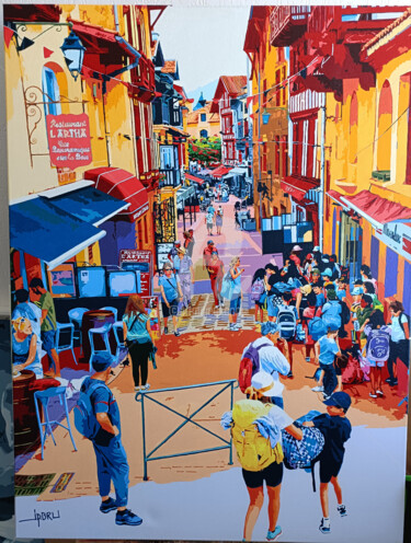 Painting titled "ST Jean de Luz RETO…" by Jean-Pierre Bru, Original Artwork, Acrylic Mounted on Wood Stretcher frame