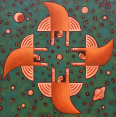 Dance of angels 1. 绘画 标题为“Dance of angels 1.” 由Zsolt Malasits, 原创艺术品, 油