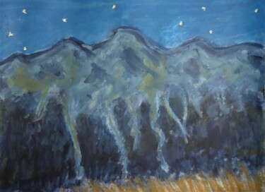 Peinture intitulée "Nuit à Orcières" par Nicolas Cavuoto, Œuvre d'art originale, Huile
