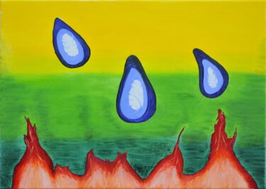 Feuer Malerei mit dem Titel "Feuer" von Bina Sommer, Original-Kunstwerk, Öl Auf Keilrahmen aus Holz montiert