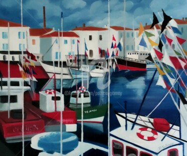 Port Joinville Peinture intitulée "Port Joinville" par Patricia Gitenay, Œuvre d'art originale, Huile