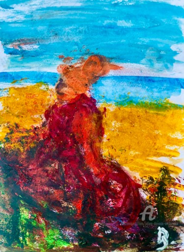 绘画 标题为“Contempler la mer” 由Julien Danaux (Artdanaux), 原创艺术品, 水彩