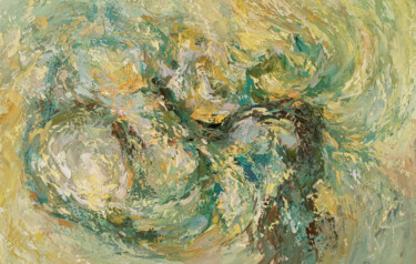 Painting titled "Olive blossom" by Tatyana Ivolga, Original Artwork, Oil Mounted on Wood Stretcher frame