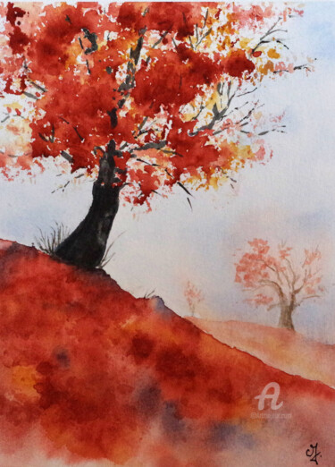 Peinture intitulée "Hêtre majestueux so…" par Emilie Denis, Œuvre d'art originale, Aquarelle