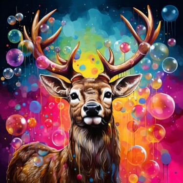 数字艺术 标题为“Cerf N°1” 由Ghislaine Chapuis, 原创艺术品, AI生成的图像