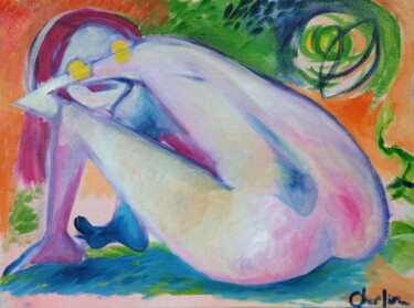 Painting titled "Over The Shoulder" by Oberlin The Artist, Original Artwork, Oil