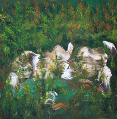 Painting titled "Green nature Alps R…" by Krsart, Original Artwork, Acrylic