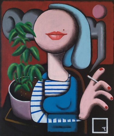 La muse et le basilic 绘画 标题为“La muse et le basil…” 由Flavien Couche, 原创艺术品, 丙烯 安装在木质担架架上