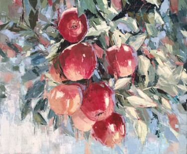 Painting titled "August" by Viktoriia Kerner, Original Artwork, Oil Mounted on Wood Stretcher frame